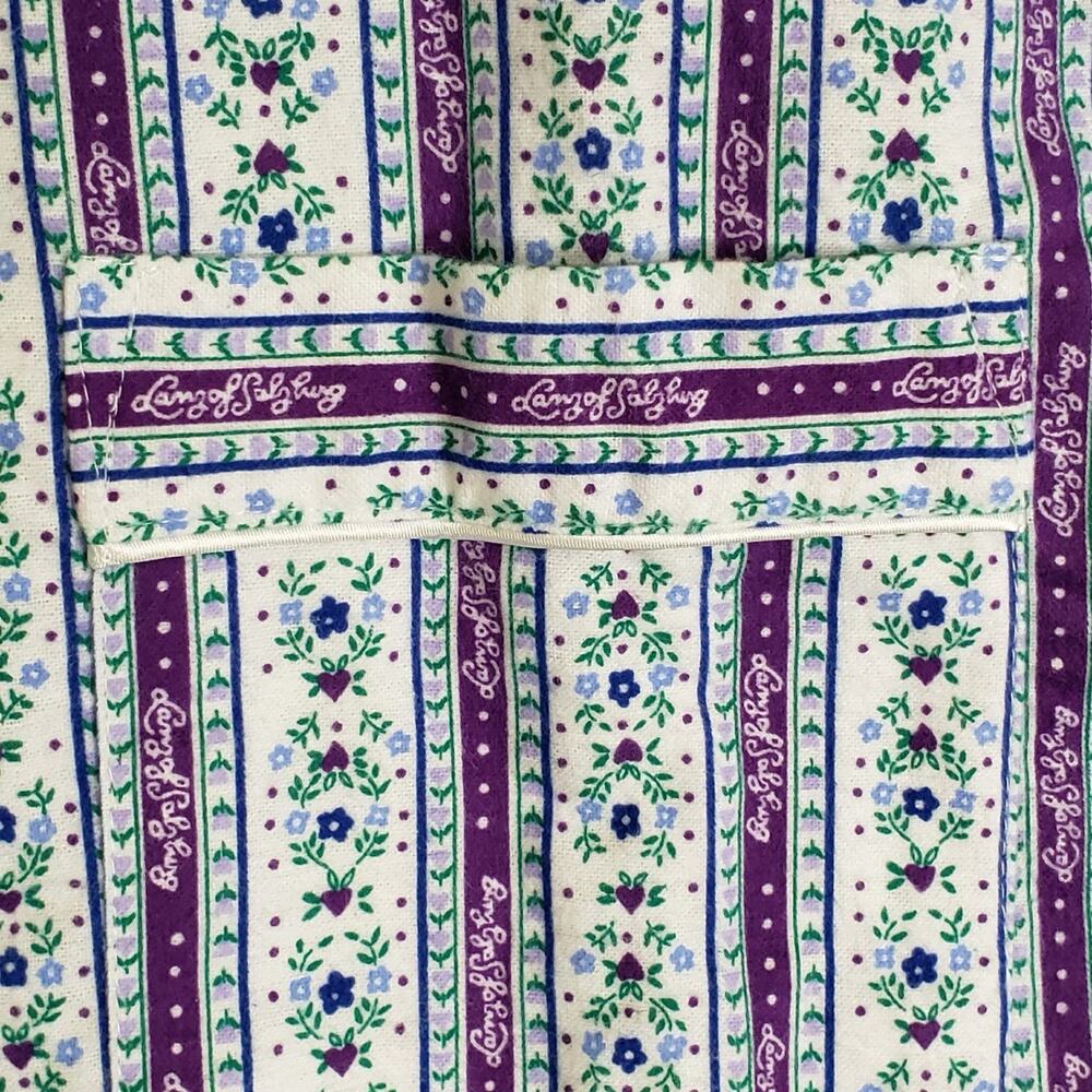 Lanz Of Salzburg Pajama Set Womens Large White Floral Flannel Button Up New - Picture 4 of 14